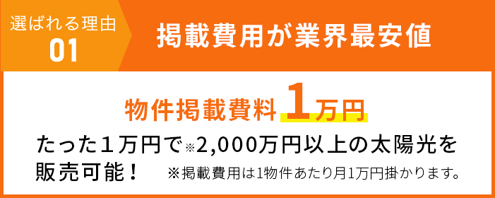 選ばれる理由 01 掲載費用が業界最安値