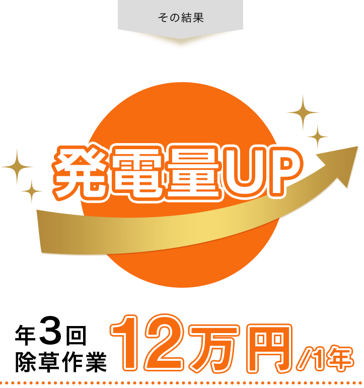 その結果 発電量UP 年3回除草作業 15万円/1年